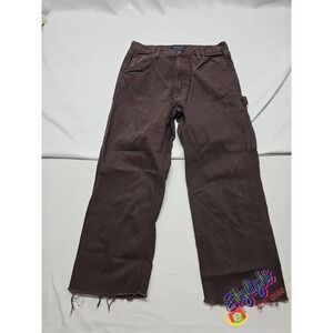 Aero Mens Brown Straight Leg Denim Jeans Cotton Y2k Carpenter Size Reg 32x27